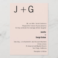 Faire-part de mariage Monogramme moderne - rose et