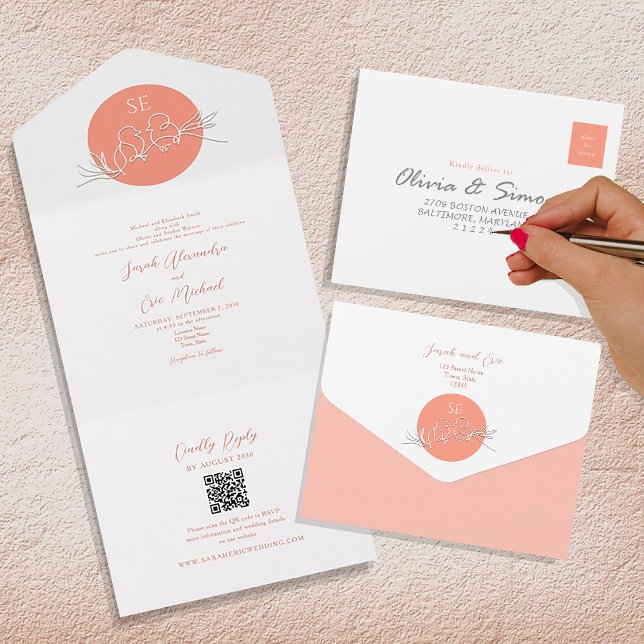 Faire-part de mariage monogramme modernes aux tour (Créateur téléchargé)