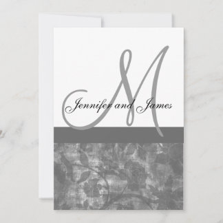 Faire-part de mariage Monogramme Noms Floral noir