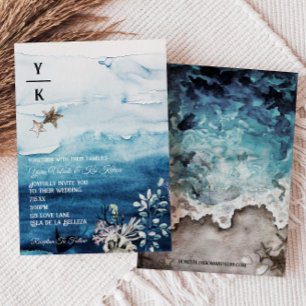 Faire-part de mariage Monogramme Océan Rustique