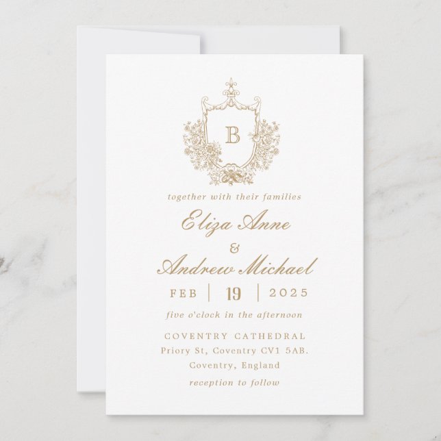 Faire-part de mariage Monogramme Or Classique (Devant)