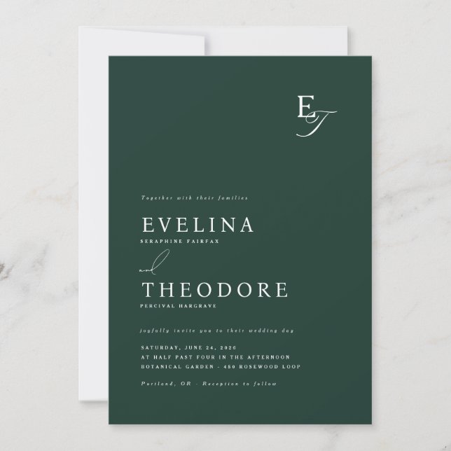 Faire-part de mariage Monogramme Parker (Devant)