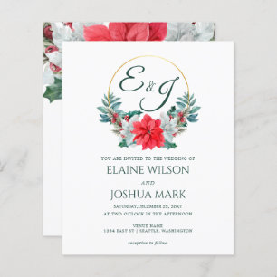 Faire-part de mariage Monogramme Poinsettia Budget