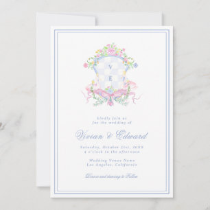 Faire-part de mariage Monogramme Swan Crest Bleu c