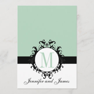 Faire-part de mariage Monogramme vert à la menthe