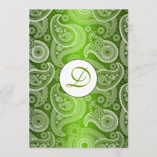 Faire-part de mariage Monogramme Vert Paisley