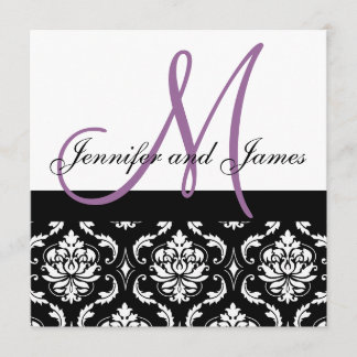 Faire-part de mariage Monogrammes Noms Plum Damas