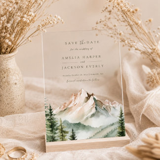 Faire-Part de Mariage Montagnard à l'Aquarelle Rus