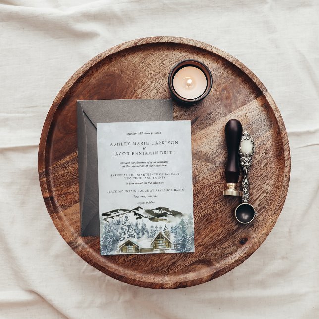 Faire-part de mariage montagnard rustique d'hiver (Créateur téléchargé)