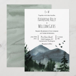 Faire-Part de Mariage Montagne de Forêt Rustique