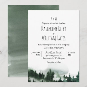 Faire-Part de Mariage Montagne de Forêt Rustique