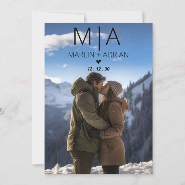 Faire-part de mariage Montagne d'Hiver (Devant)