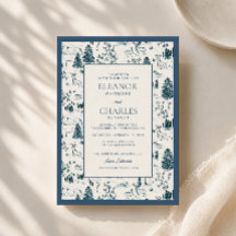 Faire-part de mariage montagne hivernal toile Navy