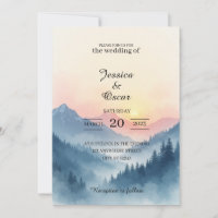 Faire-part de mariage Montagne Lever de soleil Aqu