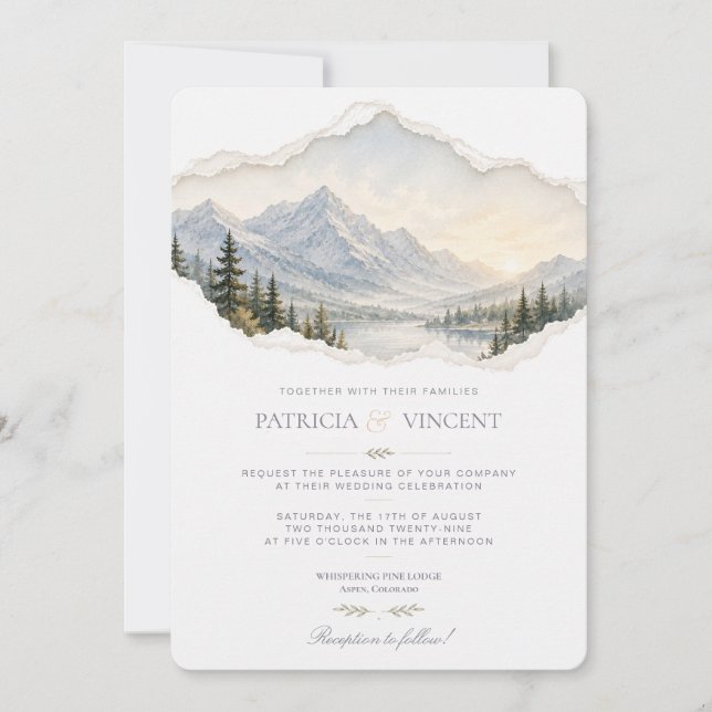 Faire-Part de Mariage Montagnes (Devant)