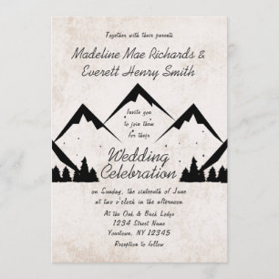 Faire-Part de Mariage Montagnes Rustiques et Pins
