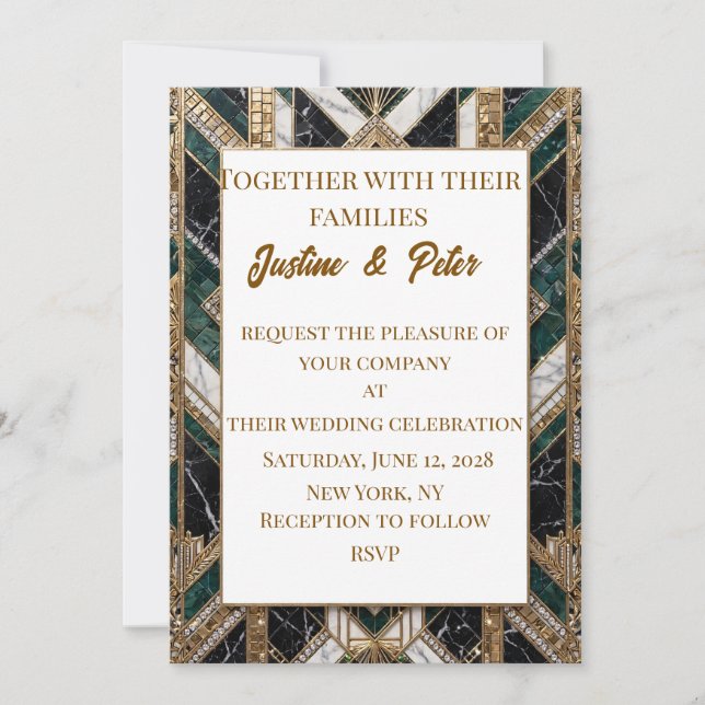 Faire-part de mariage Mosaic Diamond Heart (Devant)