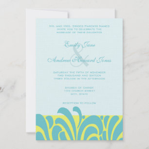 Faire-part de mariage Motif à la cime d'Aqua épicé