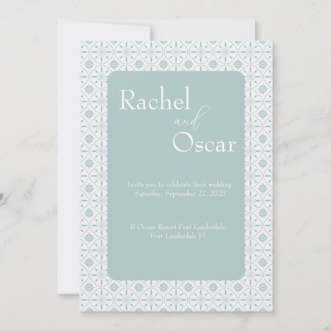 Faire-part de mariage motif bleu pastel (Devant)
