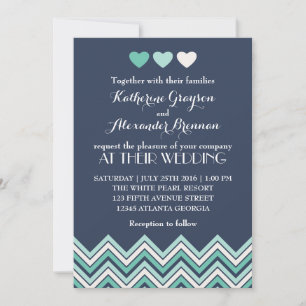 Faire-part de mariage Motif de Navy Blue Chevron