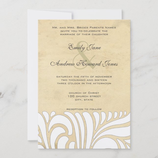 Faire-part de mariage Motif Silver & Tan Swirl (Devant)