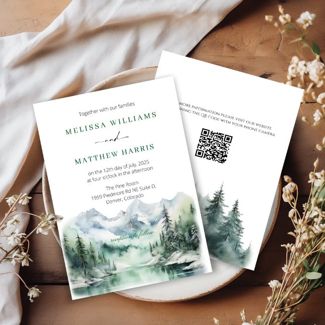 Faire-part de mariage Mountain Skyline avec code Q (Créateur téléchargé)