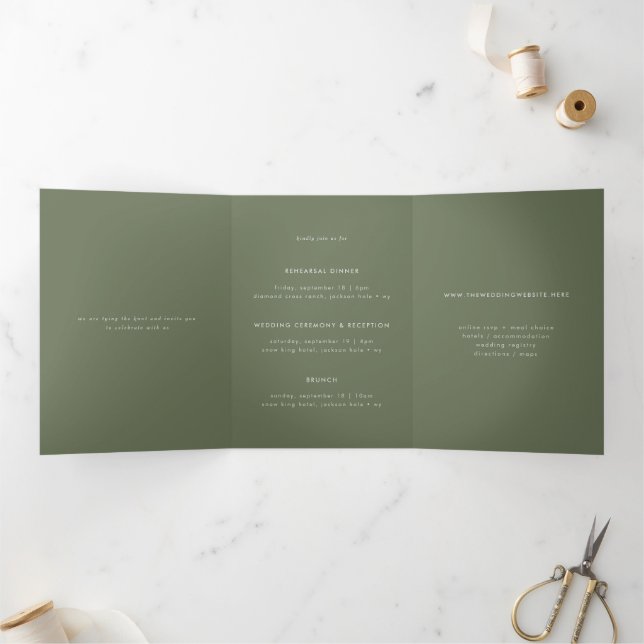 Faire-part de mariage multi-événements minimal Ver (Intérieur)