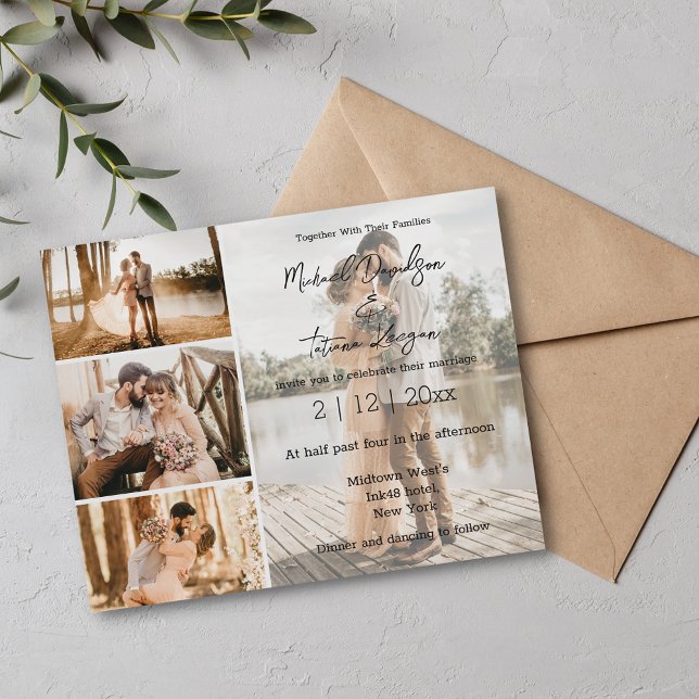 Faire-part de mariage multi-photo Chic Editorial (Créateur téléchargé)
