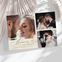 Faire-part de mariage multi-photos crème Mémoires 