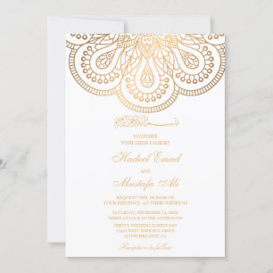 Faire-part de mariage musulmane blanche et or