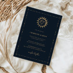 Faire-part de mariage mystique céleste du soleil e<br><div class="desc">Conçu pour se coordonner avec notre collection mystique céleste, cette carte de faire-part de mariage personnalisable unique présente de magnifiques éléments célestes d'or sur un arrière - plan de marine sombre. Pour une personnalisation plus avancée de cette conception, par exemple la modification de la disposition, de la police ou de...</div>