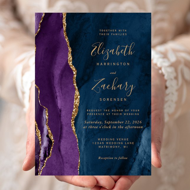 Faire-part de mariage Nacre Or Navy (Créateur téléchargé)