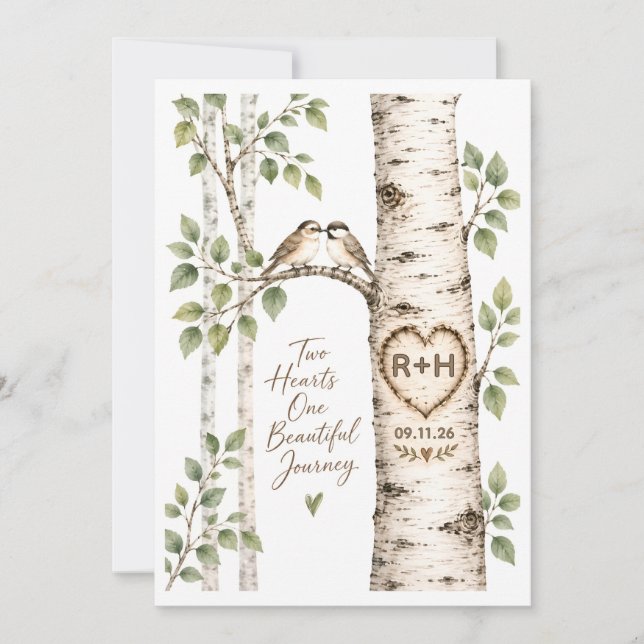 Faire-Part de Mariage Nature Initiales |  Carte de (Devant)