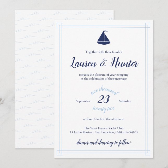 Faire-part de mariage Nautique (Devant / Derrière)