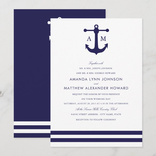 Faire-part de mariage nautique (Devant / Derrière)