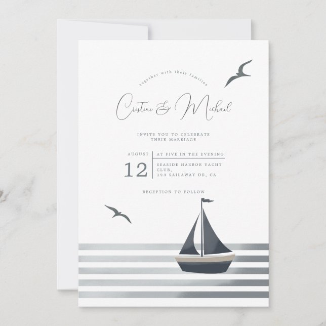 Faire-part de mariage nautique (Devant)