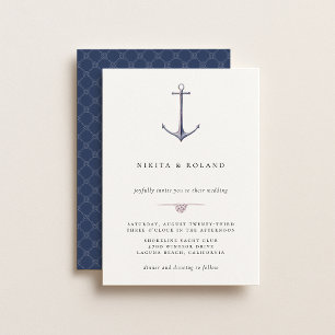 Faire-part de mariage nautique à l'ancre aquarelle