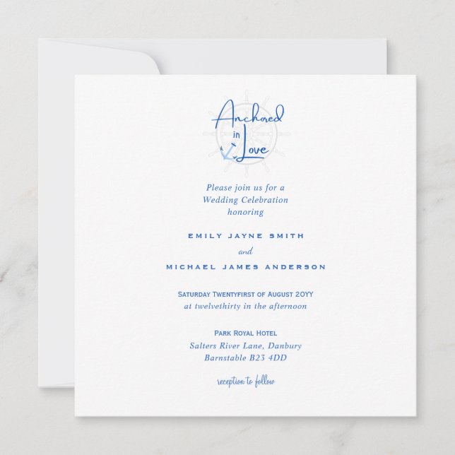 Faire-part de mariage nautique « Ancré dans l'amou (Devant)