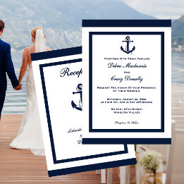 Faire-part de mariage nautique avec ancre marine
