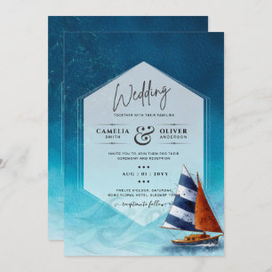 Faire-part de mariage nautique avec voilier
