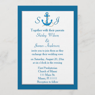 Faire-part de mariage nautique bleu