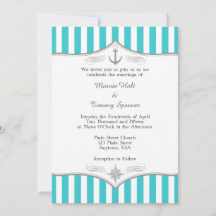Faire-part de mariage nautique bleu turquoise