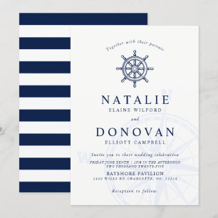 Faire-part de mariage nautique de la roue du navir
