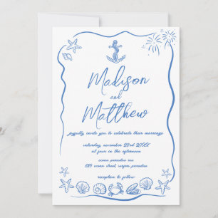 Faire-part de mariage nautique et plage avec gribo