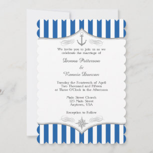 Faire-part de mariage nautique gris bleu