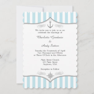 Faire-part de mariage nautique gris bleu poudre