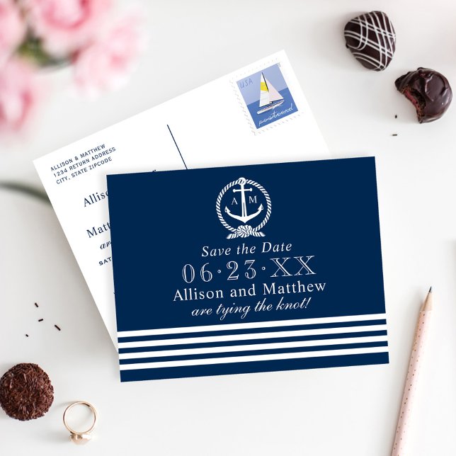 Faire-part de mariage nautique Navy (Créateur téléchargé)