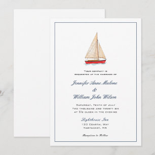 Faire-part de mariage nautique voilier aquarelle