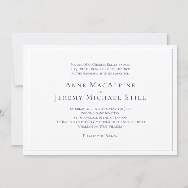 Faire-part de mariage naval formel avec bordure (Devant)