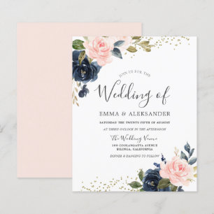 Faire-part de mariage Navy & Blush à petit budget